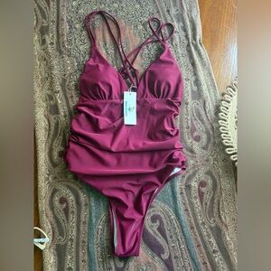 Burgundy women’s  One Piece Swimsuit